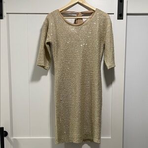 Monsoon Gold Sequin Midi Dress